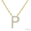 1 20 Ctw Initial  P  Round Cut Diamond Pendant With Chain in 14K Yellow Gold Online Hot Sale