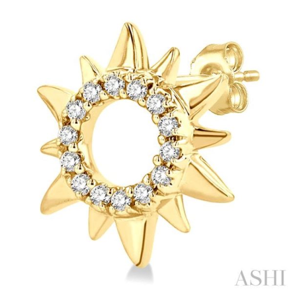 1 10 ctw Petite Sun Round Cut Diamond Fashion Stud Earring in 10K Yellow Gold Online Hot Sale