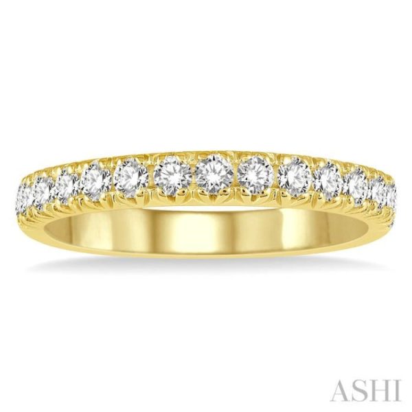 1 2 ctw 15Stones Round Cut Diamond Wedding Band in 14K Yellow Gold Sale