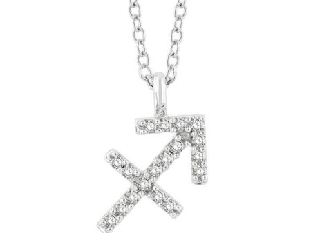 1 10 Ctw Sagittarius Round Cut Diamond Zodiac Pendant With Chain in 10K White Gold Online now