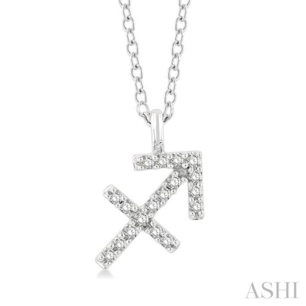 1 10 Ctw Sagittarius Round Cut Diamond Zodiac Pendant With Chain in 10K White Gold Online now