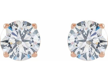 14K Rose 1 1 2 CTW Lab-Grown Diamond Stud Earrings For Sale