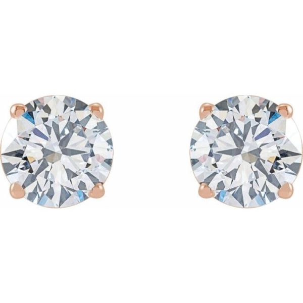 14K Rose 1 1 2 CTW Lab-Grown Diamond Stud Earrings For Sale