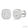 1 3 ctw Cushion Shape Round Cut Diamond Lovebright  Bezel Stud Earring in 14K White Gold Fashion