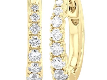 1 4 ctw Graduated Round Cut Diamond Fashion Huggies in 10K Yellow Gold Online now