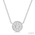 1 3 Ctw Round Shape Lovebright Diamond Necklace in 14K White Gold Fashion