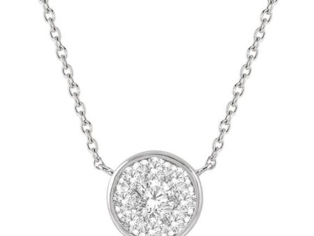 1 3 Ctw Round Shape Lovebright Diamond Necklace in 14K White Gold Fashion