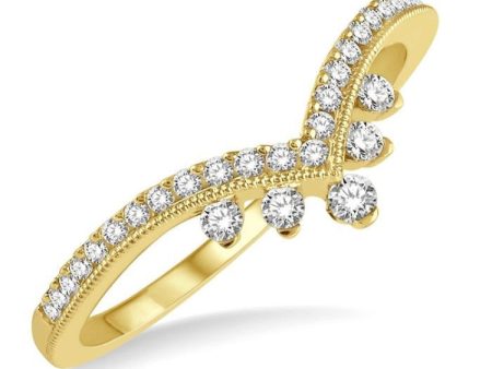 1 4 Ctw Chevron Shank Round Cut Diamond Band in 14K Yellow Gold Discount