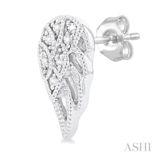 1 20 ctw Petite Angel Wings Round Cut Diamond Fashion Stud Earring in 10K White Gold Supply