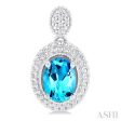 1 20 ctw Oval Cut 7X5 MM Blue Topaz and Round Cut Diamond Semi Precious Earring in Sterling Silver Fashion