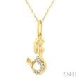 1 20 ctw Petite Mermaid Round Cut Diamond Fashion Pendant With Chain in 10K Yellow Gold Online Hot Sale