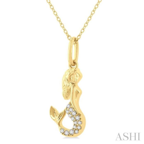 1 20 ctw Petite Mermaid Round Cut Diamond Fashion Pendant With Chain in 10K Yellow Gold Online Hot Sale