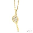 1 10 ctw Petite Tennis Racket Round Cut Diamond Fashion Pendant With Chain in 10K Yellow Gold For Discount