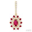 1 3 ctw 5x3 MM & 1.45 MM Ruby and Round Cut Diamond Precious Earring in 14K Yellow Gold Online