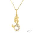 1 20 ctw Petite Mermaid Round Cut Diamond Fashion Pendant With Chain in 10K Yellow Gold Online Hot Sale