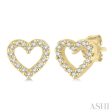 1 10 Ctw Heart Cutout Round Cut Diamond Petite Fashion Earring in 14K Yellow Gold Online Hot Sale