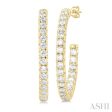 1 2 ctw French Pave Set Round Cut Diamond Fashion Half Hoop Earring in 14K Yellow Gold Online Hot Sale