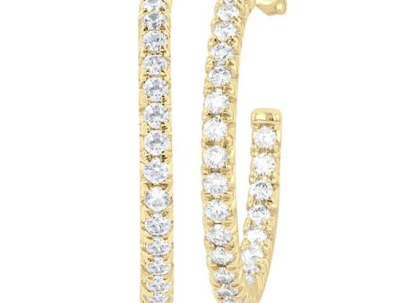 1 2 ctw French Pave Set Round Cut Diamond Fashion Half Hoop Earring in 14K Yellow Gold Online Hot Sale