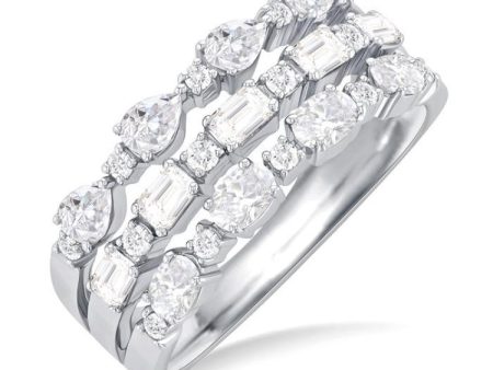 1 1 2 ctw Triple Row Multi-Cut Diamond Fashion Band in 14K White Gold Online Hot Sale