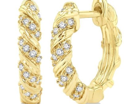 1 5 ctw Petite Swirl Round Cut Diamond Fashion Huggies in 10K Yellow Gold Online Hot Sale