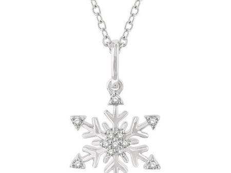 1 10 ctw Petite Snowflake Round Cut Diamond Fashion Pendant With Chain in 10K White Gold Online now