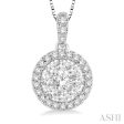 1 3 Ctw Round Cut Diamond Lovebright Pendant in 14K White Gold with Chain Online Hot Sale