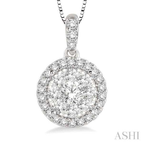 1 3 Ctw Round Cut Diamond Lovebright Pendant in 14K White Gold with Chain Online Hot Sale