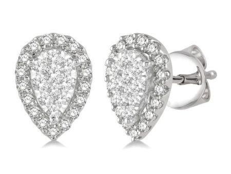 1 3 Ctw Pear Shape Lovebright Diamond Stud Earrings in 14K White Gold Online Sale