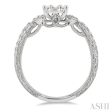 1 2 ctw Carved Shank Fusion Baguette and Round Cut Diamond Engagement Ring in 14K White Gold Cheap