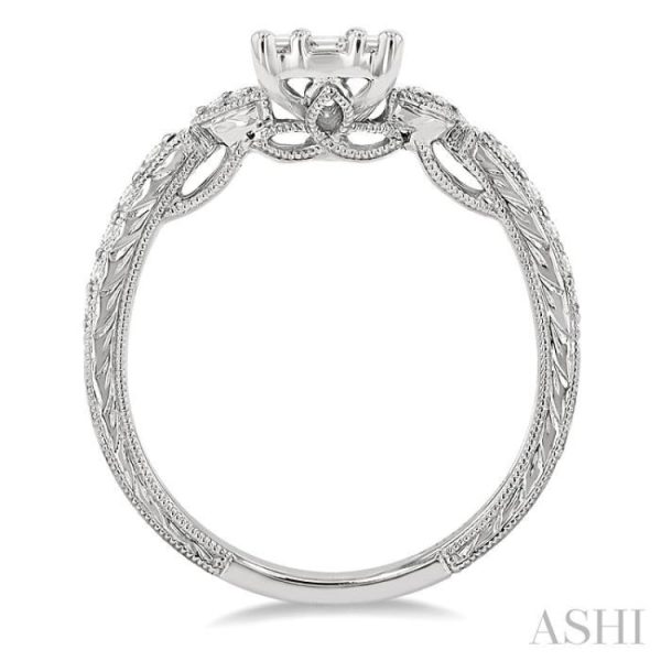 1 2 ctw Carved Shank Fusion Baguette and Round Cut Diamond Engagement Ring in 14K White Gold Cheap