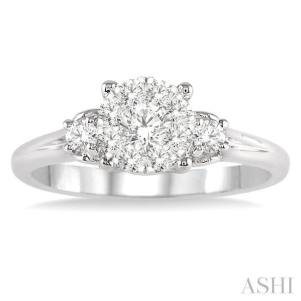 1 2 Ctw Lovebright Round Cut Diamond Engagement Ring in 14K White Gold Supply