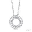 1 4 ctw Circle Round Cut Diamond Fashion Pendant With Chain in 10K White Gold Supply