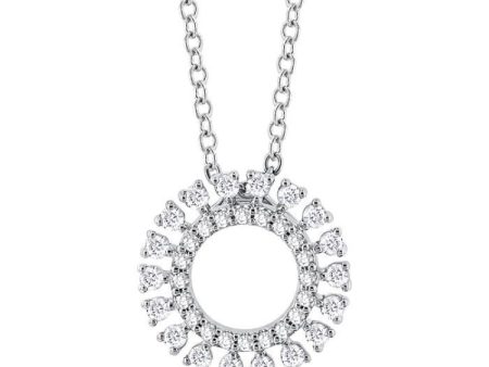 1 4 ctw Circle Round Cut Diamond Fashion Pendant With Chain in 10K White Gold Supply