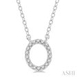 1 20 Ctw Initial  O  Round Cut Diamond Pendant With Chain in 14K White Gold Online Sale