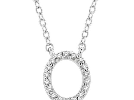 1 20 Ctw Initial  O  Round Cut Diamond Pendant With Chain in 14K White Gold Online Sale