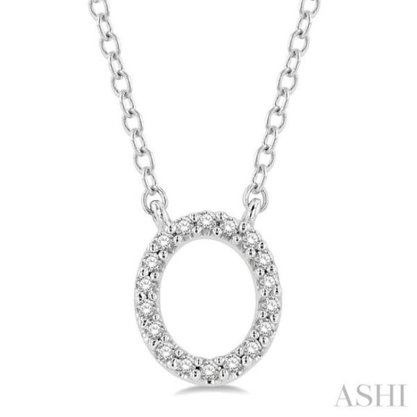 1 20 Ctw Initial  O  Round Cut Diamond Pendant With Chain in 14K White Gold Online Sale