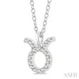 1 10 Ctw Taurus Round Cut Diamond Zodiac Pendant With Chain in 14K White Gold Discount