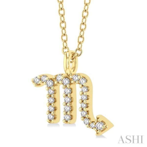 1 10 Ctw Scorpio Round Cut Diamond Zodiac Pendant With Chain in 10K Yellow Gold Supply