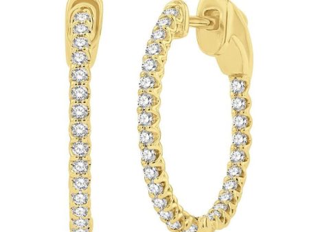 1 2 Ctw Inside-Out Round Cut Diamond Hoop Earrings in 14K Yellow Gold Online Sale