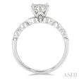 1 3 ctw Marquise Shank Circular Lovebright Round Cut Diamond Engagement Ring in 14K White Gold Cheap