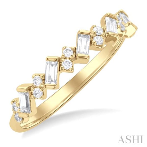 1 3 ctw Zigzag Scatter Baguette and Round Cut Diamond Fashion Band in 14K Yellow Gold Discount