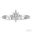 1 10 Ctw Star Center Round Cut Diamond Petite Fashion Ring in 10K White Gold Hot on Sale