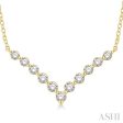 1 2 Ctw Chevron Round Cut Diamond Necklace in 14K Yellow Gold Discount