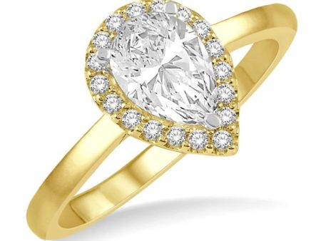 1 10 Ctw Pear Shape Round Cut Diamond Semi-Mount Engagement Ring in 14K Yellow and White Gold Cheap