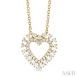 1 4 ctw Heart Round Cut Diamond Fashion Pendant With Chain in 10K Yellow Gold Fashion