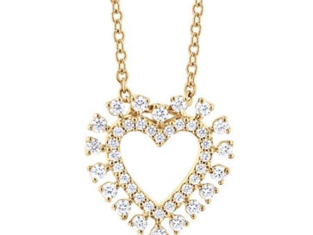 1 4 ctw Heart Round Cut Diamond Fashion Pendant With Chain in 10K Yellow Gold Fashion