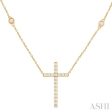 1 2 ctw Cross Pendant Round Cut Diamond Fashion Station Necklace in 10K Yellow Gold Cheap