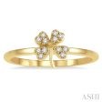 1 10 Ctw Clover Charm Round Cut Diamond Petite Fashion Ring in 14K Yellow Gold Fashion