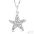 1 10 Ctw Starfish Petite Round Cut Diamond Fashion Pendant With Chain in 10K White Gold Discount