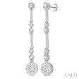 3 4 ctw Tri-Section Lovebright Round Cut Diamond Bar Link Earrings in 14K White Gold Hot on Sale